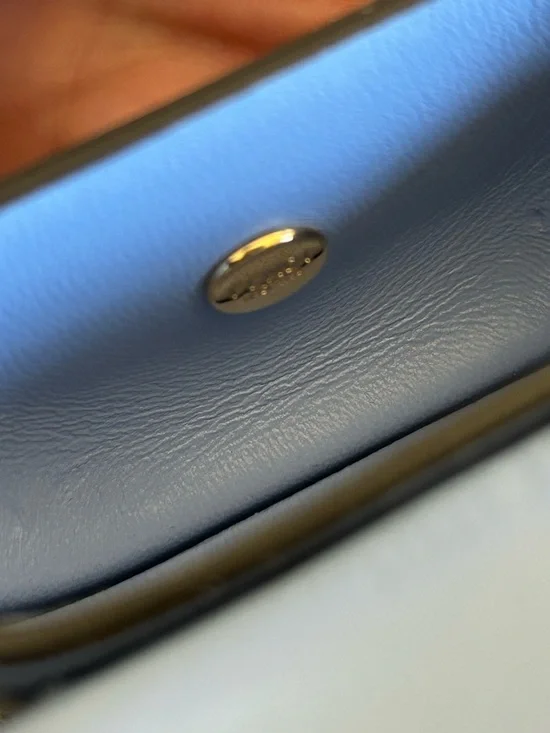 Fendi Pico Baguette Airpods Case Blue Leather Necklace Bag Charm 100% auth - Picture 7 of 7